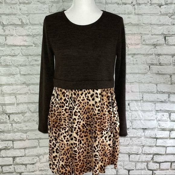 EGS BY ELOGES Brown Leopard Dress Small - Picture 3 of 12